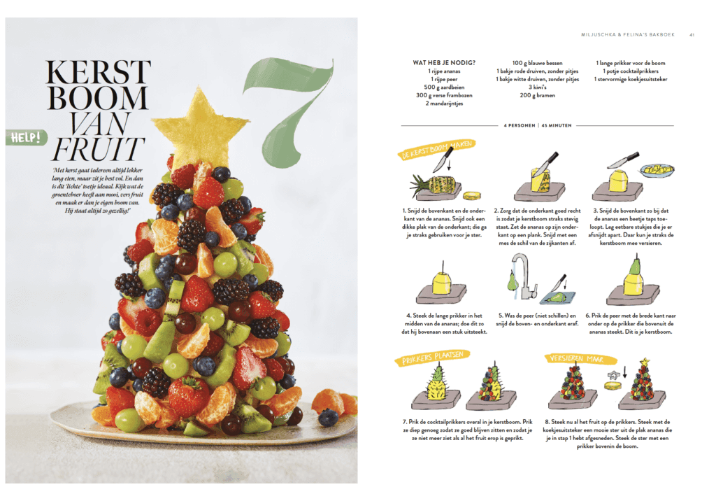 Kerstboom van fruit uit Bakboek van Miljuschka & Felina