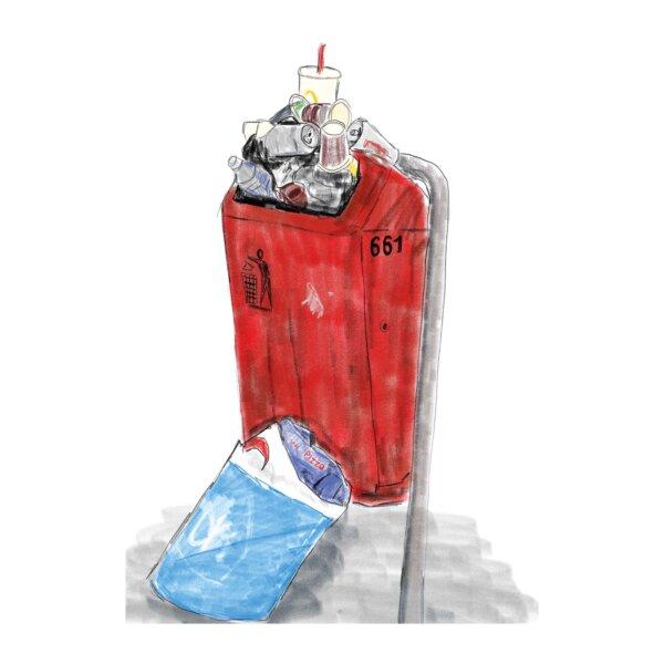 Overvolle prullenbak